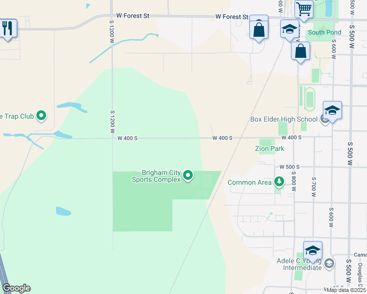 map of restaurants, bars, coffee shops, grocery stores, and more near 1066 West 450 South in Brigham City