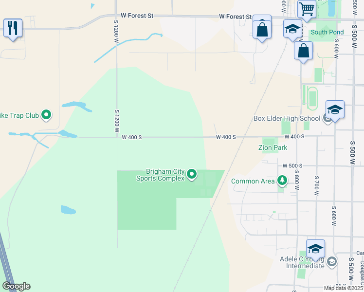 map of restaurants, bars, coffee shops, grocery stores, and more near 1078 West 450 South in Brigham City