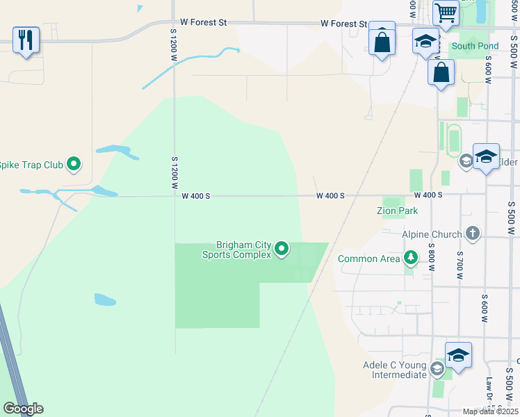 map of restaurants, bars, coffee shops, grocery stores, and more near 1090 West 450 South in Brigham City