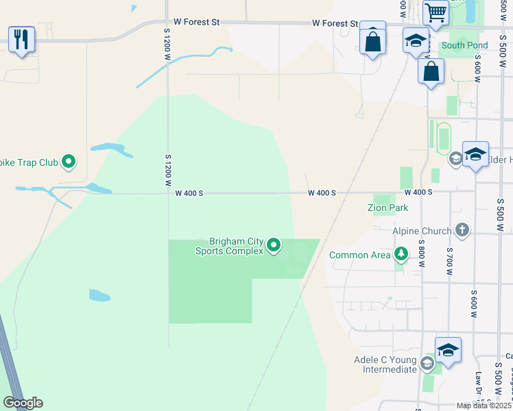 map of restaurants, bars, coffee shops, grocery stores, and more near 1084 West 450 South in Brigham City