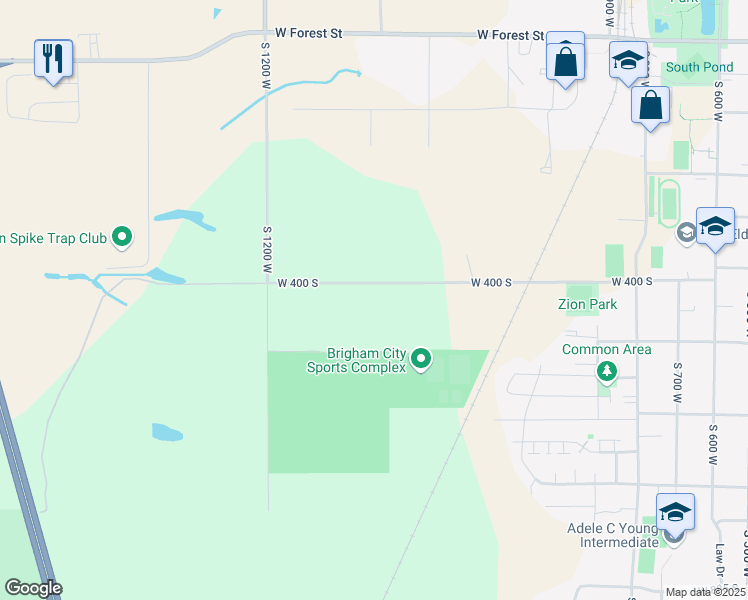 map of restaurants, bars, coffee shops, grocery stores, and more near 1106 West 450 South in Brigham City