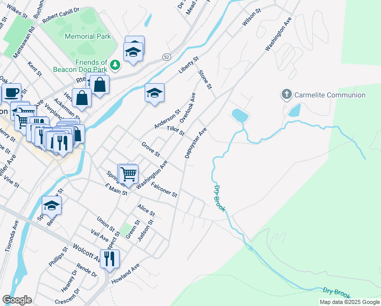 map of restaurants, bars, coffee shops, grocery stores, and more near 111 Depuyster Avenue in Beacon