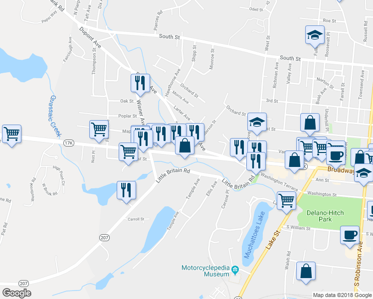 map of restaurants, bars, coffee shops, grocery stores, and more near 606 New York 17K in Newburgh