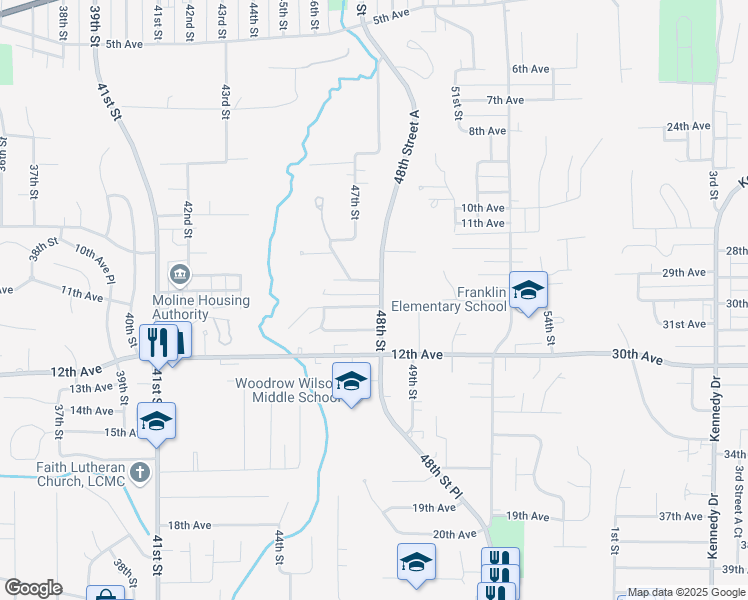 map of restaurants, bars, coffee shops, grocery stores, and more near 1131 48th Street in Moline