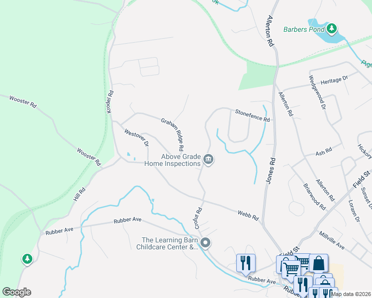 map of restaurants, bars, coffee shops, grocery stores, and more near 69 Graham Ridge Road in Naugatuck