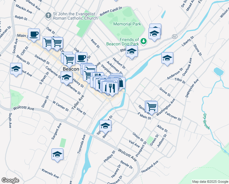 map of restaurants, bars, coffee shops, grocery stores, and more near in Beacon