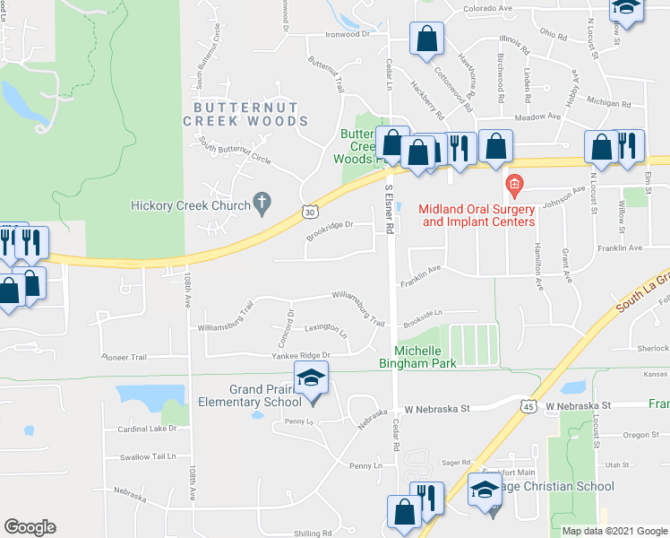 map of restaurants, bars, coffee shops, grocery stores, and more near 10437 Brookridge Creek Drive in Frankfort
