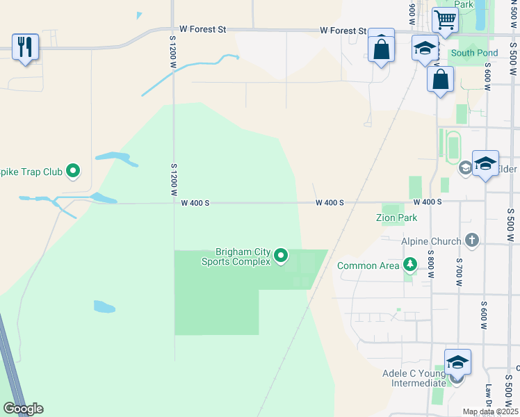 map of restaurants, bars, coffee shops, grocery stores, and more near 1089 West 400 South in Brigham City