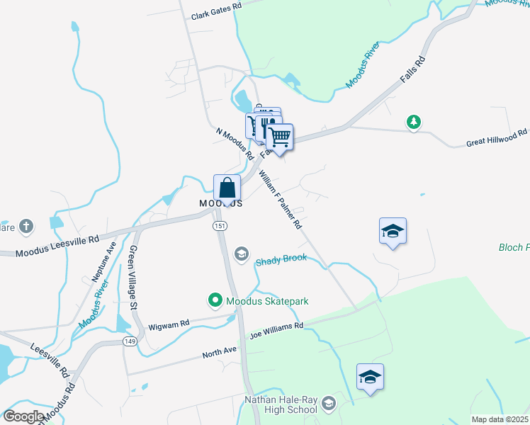 map of restaurants, bars, coffee shops, grocery stores, and more near 26 Plains Road in East Haddam