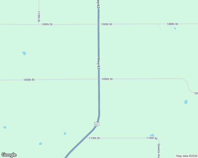 map of restaurants, bars, coffee shops, grocery stores, and more near 2601 105th Street in Barnes City