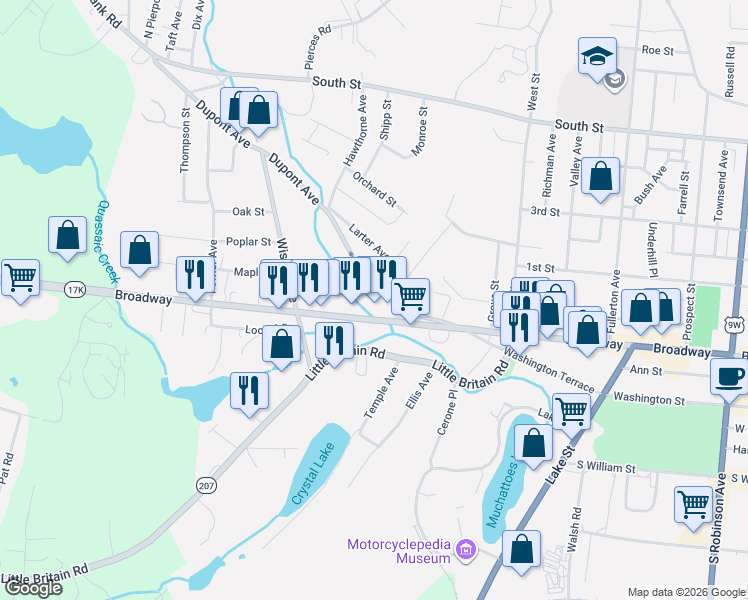 map of restaurants, bars, coffee shops, grocery stores, and more near 606 New York 17K in Newburgh