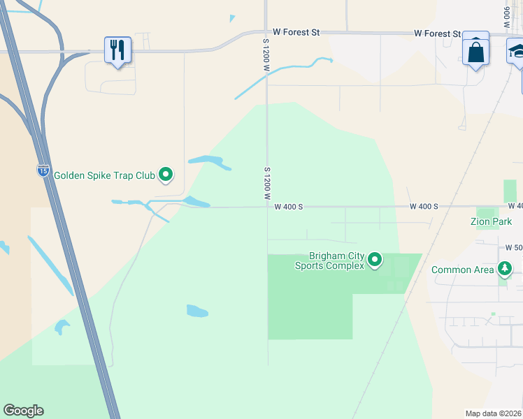 map of restaurants, bars, coffee shops, grocery stores, and more near 400 South 1200 West in Brigham City