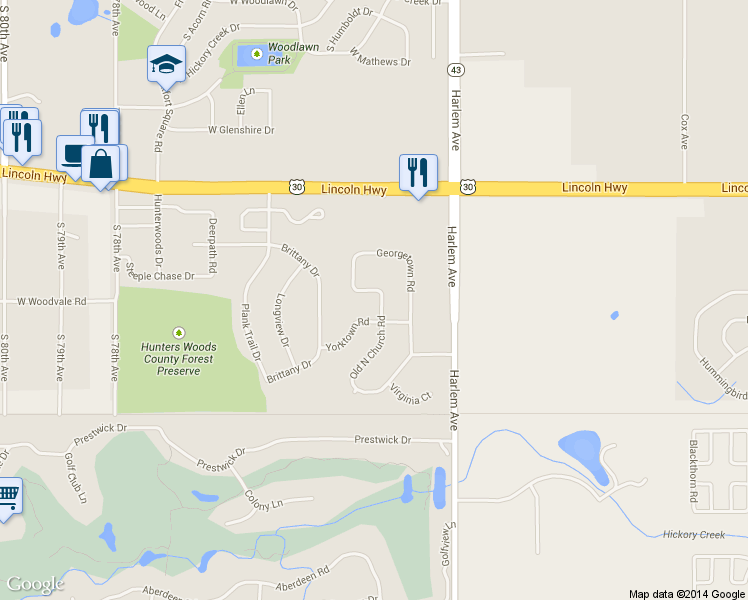 map of restaurants, bars, coffee shops, grocery stores, and more near 21234 Old N Church Road in Frankfort