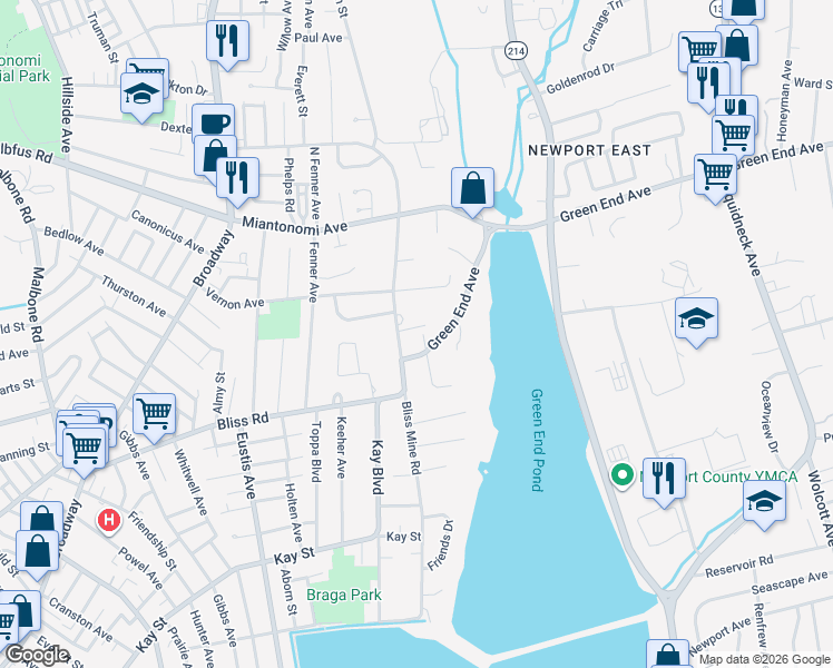 map of restaurants, bars, coffee shops, grocery stores, and more near 1 Bliss Mine Road in Middletown