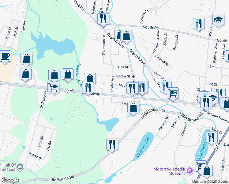 map of restaurants, bars, coffee shops, grocery stores, and more near 753 Broadway in Newburgh