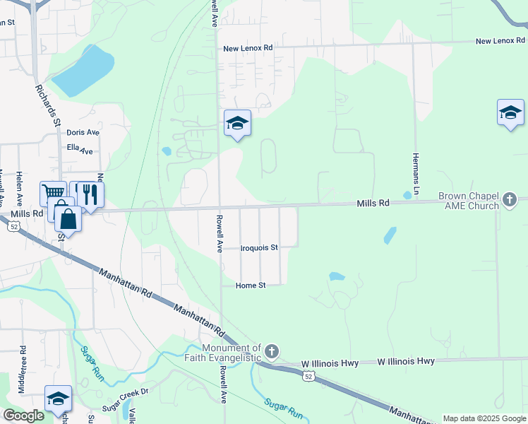 map of restaurants, bars, coffee shops, grocery stores, and more near 1218 Pequot Street in Joliet