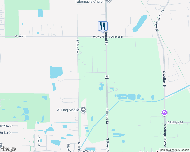 map of restaurants, bars, coffee shops, grocery stores, and more near 1400 South Broad Street in Griffith