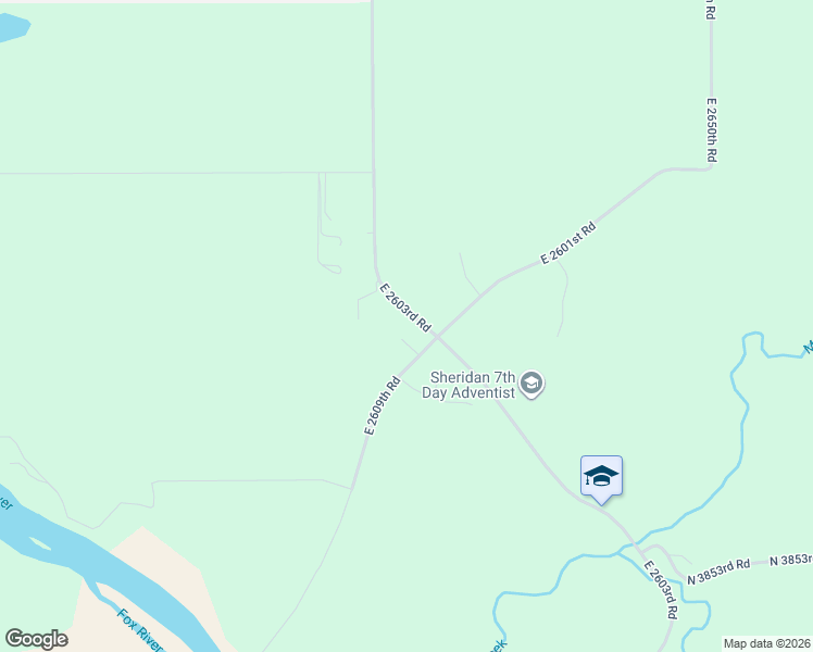 map of restaurants, bars, coffee shops, grocery stores, and more near 3921 East 2603rd Road in Sheridan