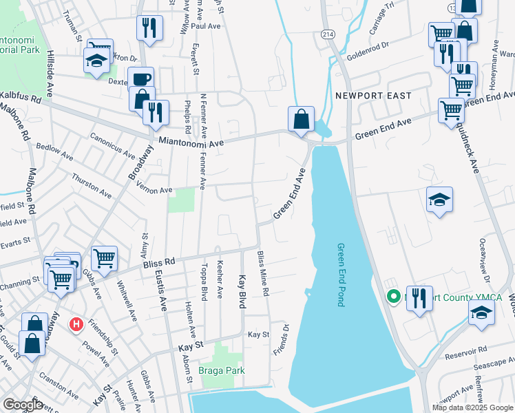 map of restaurants, bars, coffee shops, grocery stores, and more near 322 Boulevard in Middletown