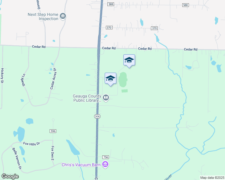 map of restaurants, bars, coffee shops, grocery stores, and more near 13401 Chillicothe Road in Chesterland