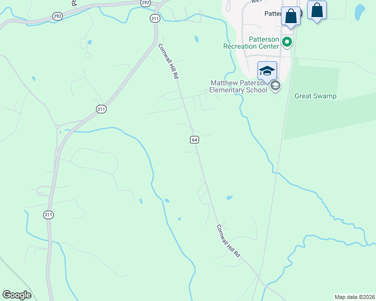 map of restaurants, bars, coffee shops, grocery stores, and more near 393 Cornwall Hill Road in Patterson
