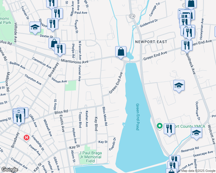 map of restaurants, bars, coffee shops, grocery stores, and more near 197 Vernon Avenue in Middletown