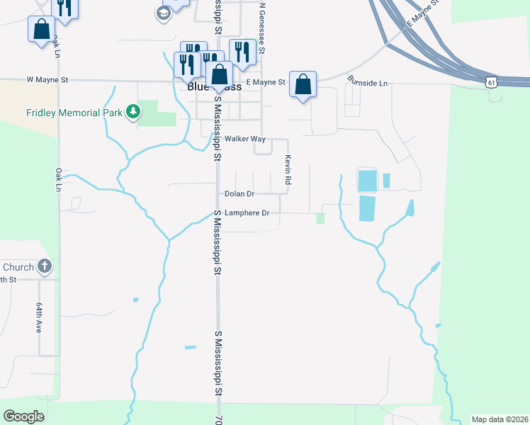 map of restaurants, bars, coffee shops, grocery stores, and more near 212 Lamphere Drive in Blue Grass