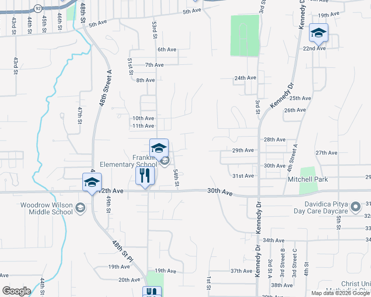 map of restaurants, bars, coffee shops, grocery stores, and more near 5418 11th Avenue B in Moline