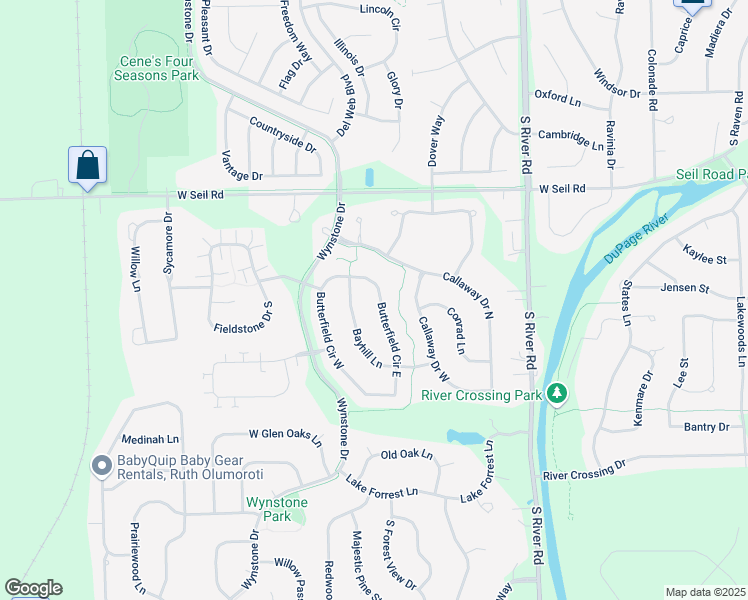map of restaurants, bars, coffee shops, grocery stores, and more near 909 Butterfield Circle East in Shorewood