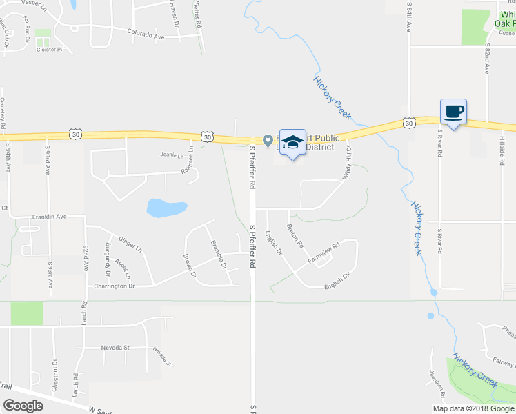 map of restaurants, bars, coffee shops, grocery stores, and more near 21346 Windy Hill Drive in Frankfort