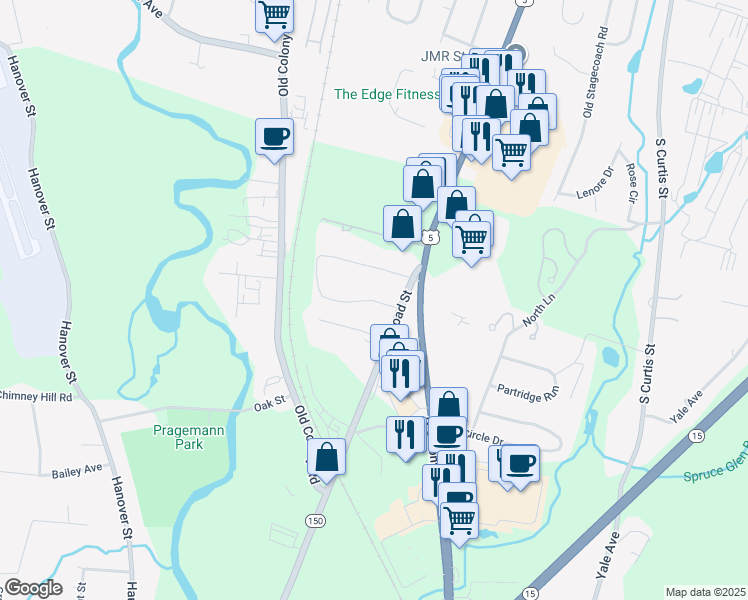 map of restaurants, bars, coffee shops, grocery stores, and more near 48 Stephen Barberino Way in Wallingford