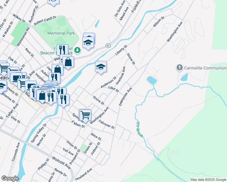 map of restaurants, bars, coffee shops, grocery stores, and more near 31 Overlook Avenue in Beacon