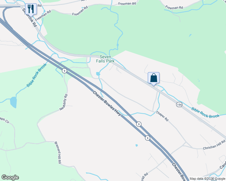 map of restaurants, bars, coffee shops, grocery stores, and more near 71 Thayer Road in Haddam