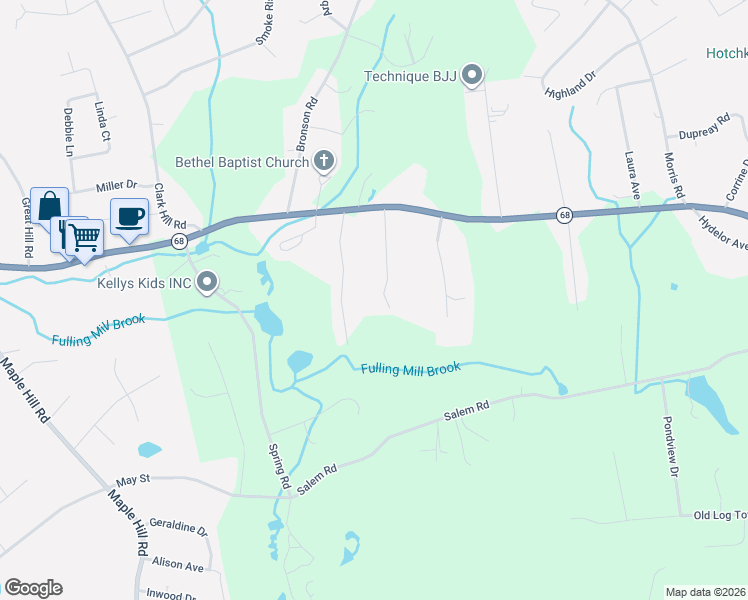 map of restaurants, bars, coffee shops, grocery stores, and more near 16 Buckley Lane in Prospect