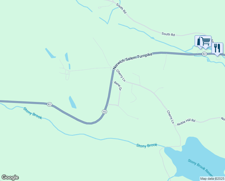 map of restaurants, bars, coffee shops, grocery stores, and more near 164 Norwich-Salem Turnpike in Montville