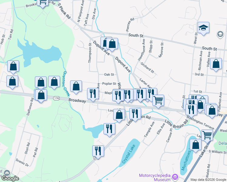 map of restaurants, bars, coffee shops, grocery stores, and more near 6 Maple Street in Newburgh