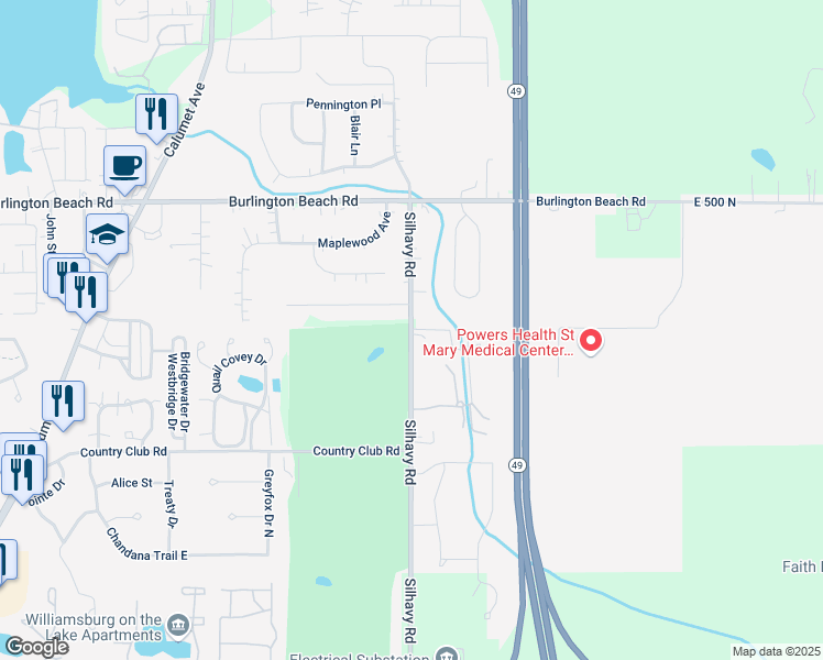 map of restaurants, bars, coffee shops, grocery stores, and more near 4604 Silhavy Rd in Valparaiso