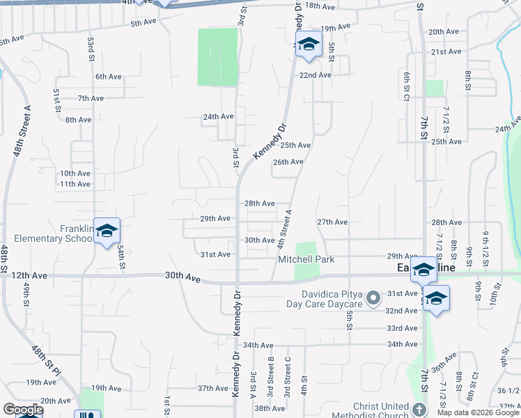 map of restaurants, bars, coffee shops, grocery stores, and more near 334 28th Avenue in East Moline