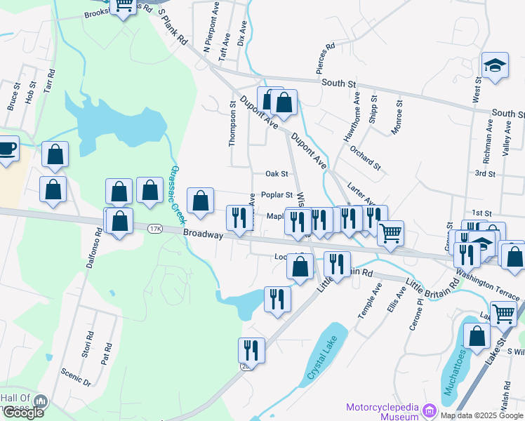 map of restaurants, bars, coffee shops, grocery stores, and more near 32 Maple Street in Newburgh