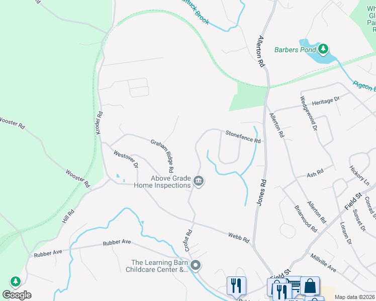 map of restaurants, bars, coffee shops, grocery stores, and more near 101 Graham Ridge Road in Naugatuck