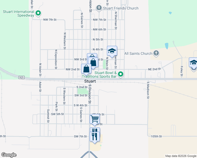 map of restaurants, bars, coffee shops, grocery stores, and more near 101 North Fremont Street in Stuart