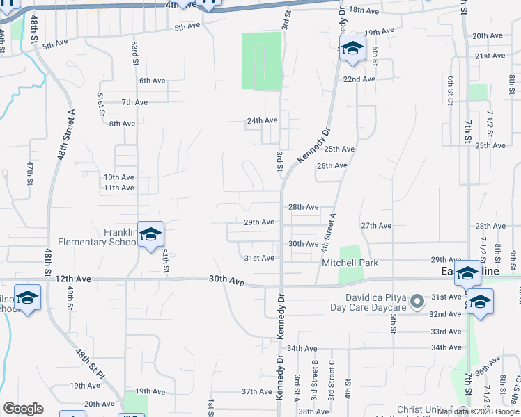 map of restaurants, bars, coffee shops, grocery stores, and more near 237 29th Avenue in East Moline