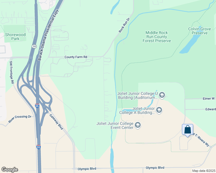 map of restaurants, bars, coffee shops, grocery stores, and more near 20901 Rock Run Drive in Joliet