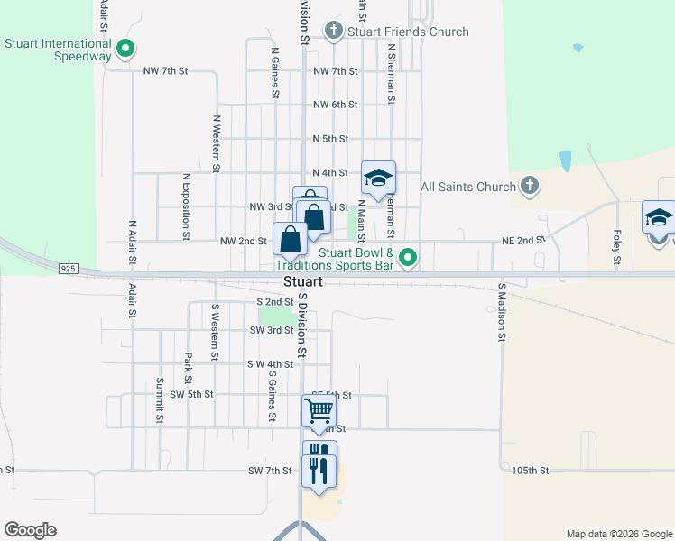 map of restaurants, bars, coffee shops, grocery stores, and more near 101 North Fremont Street in Stuart