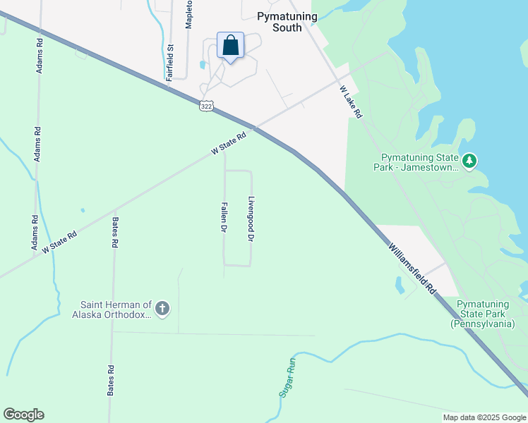 map of restaurants, bars, coffee shops, grocery stores, and more near 15648 Livengood Drive in Jamestown