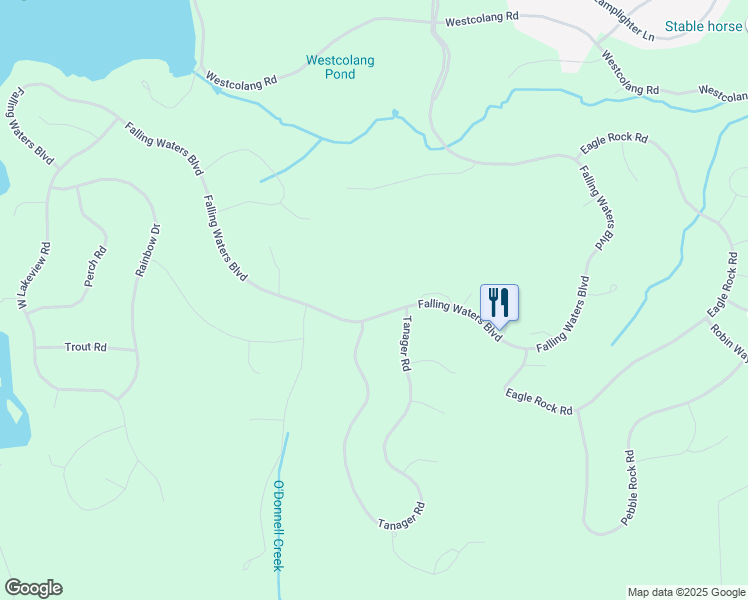 map of restaurants, bars, coffee shops, grocery stores, and more near Falling Waters Boulevard in Lackawaxen