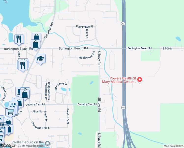 map of restaurants, bars, coffee shops, grocery stores, and more near 2788 Willowwood Avenue in Valparaiso