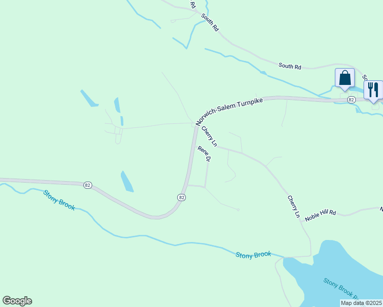 map of restaurants, bars, coffee shops, grocery stores, and more near 164 Norwich-Salem Turnpike in Montville
