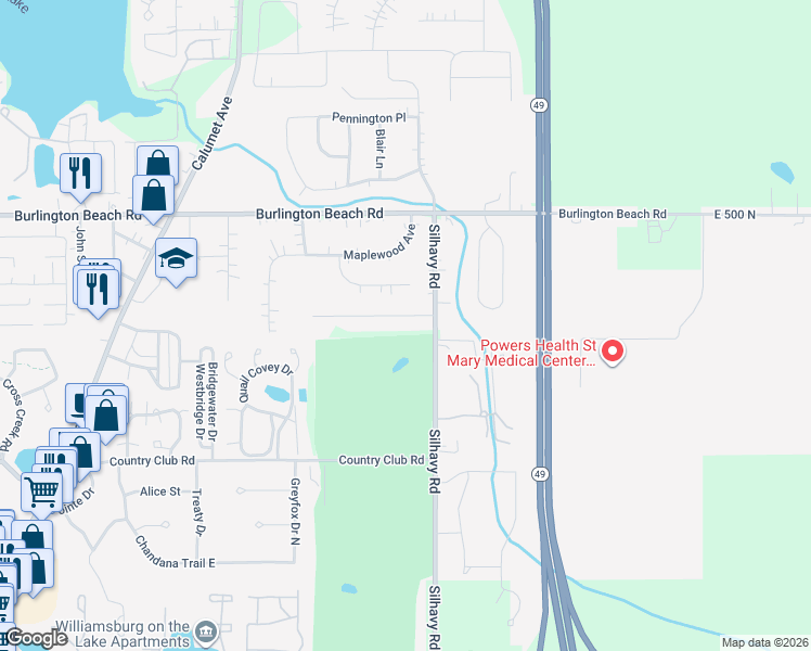 map of restaurants, bars, coffee shops, grocery stores, and more near 2788-2798 Willowwood Avenue in Valparaiso