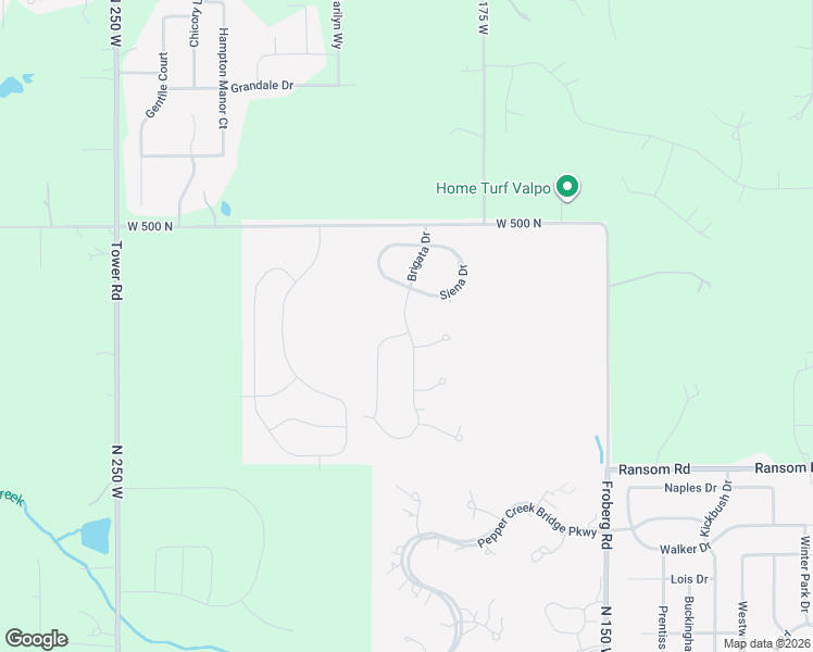 map of restaurants, bars, coffee shops, grocery stores, and more near Brigata Drive in Valparaiso